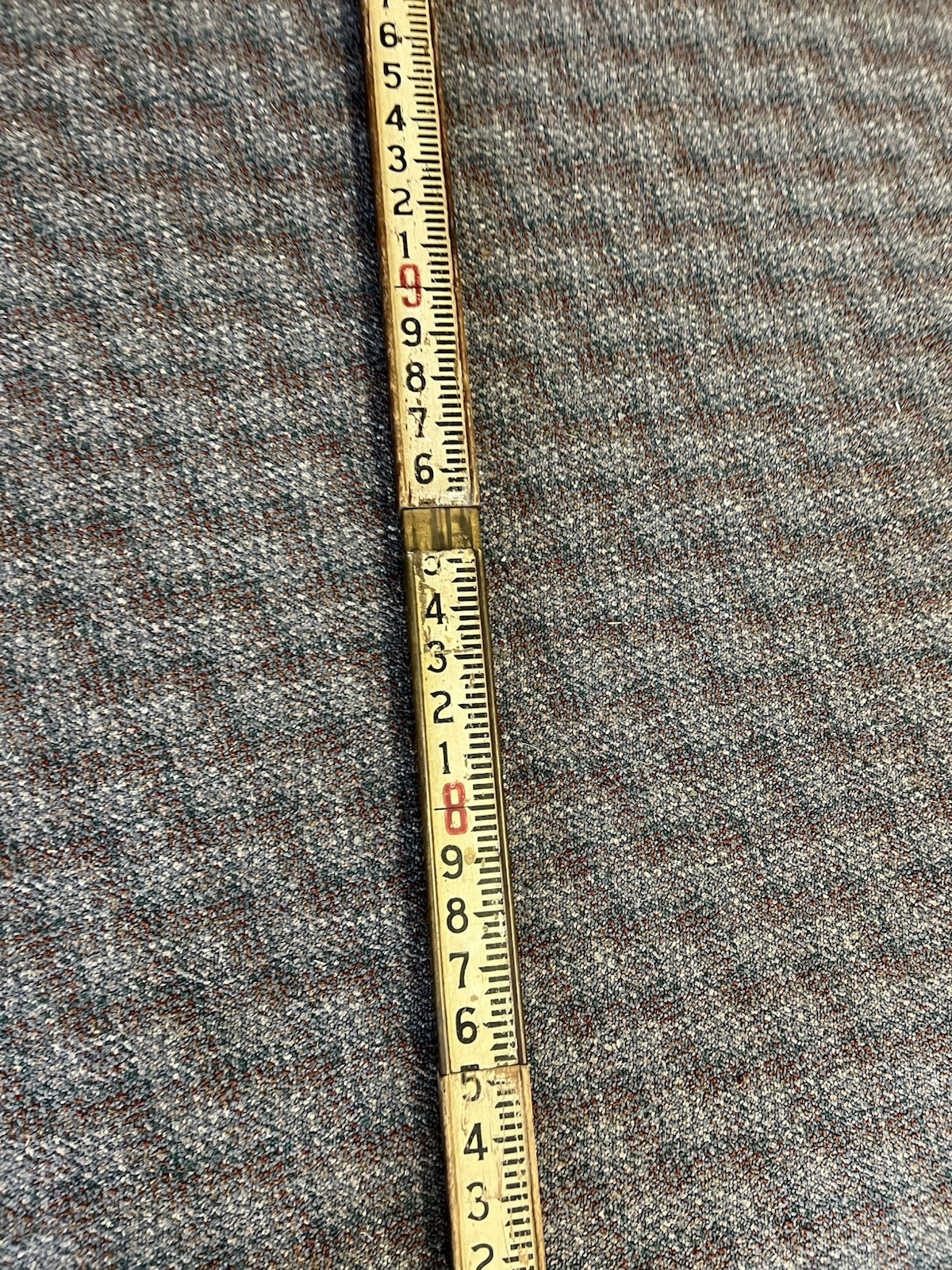 Vintage 12 Ft WOOD MEASURING STICK surveying rod rule wooden story pole brass