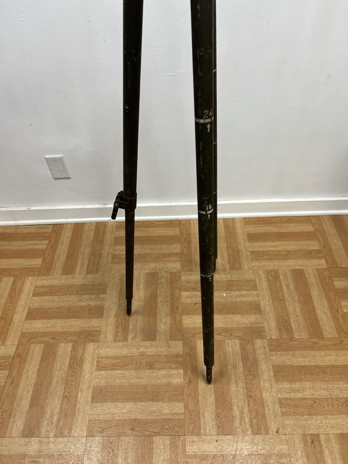 Vintage ALUMINUM TRIPOD metal military transit light stand survey industrial 4′