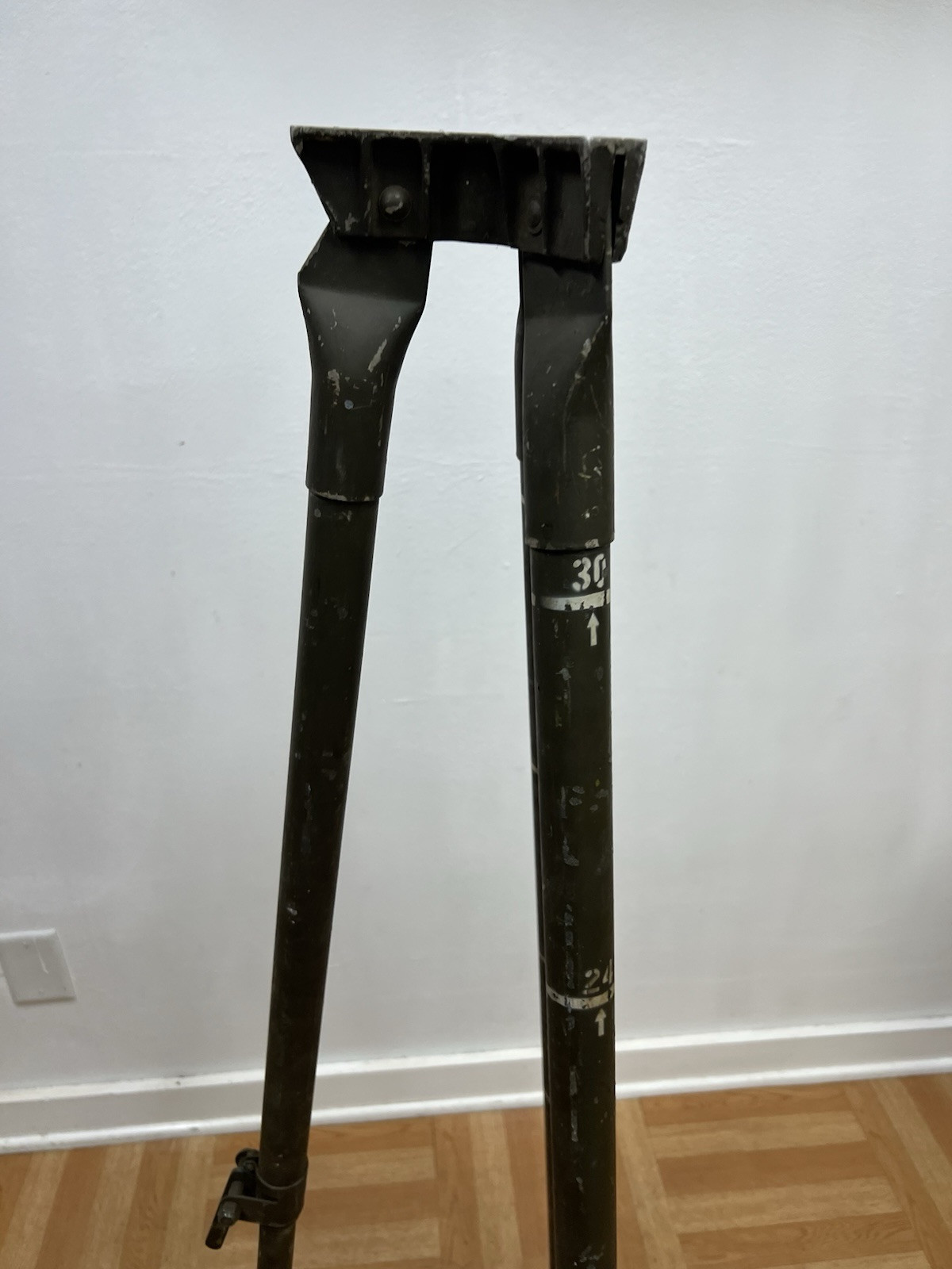 Vintage ALUMINUM TRIPOD metal military transit light stand survey industrial 4′