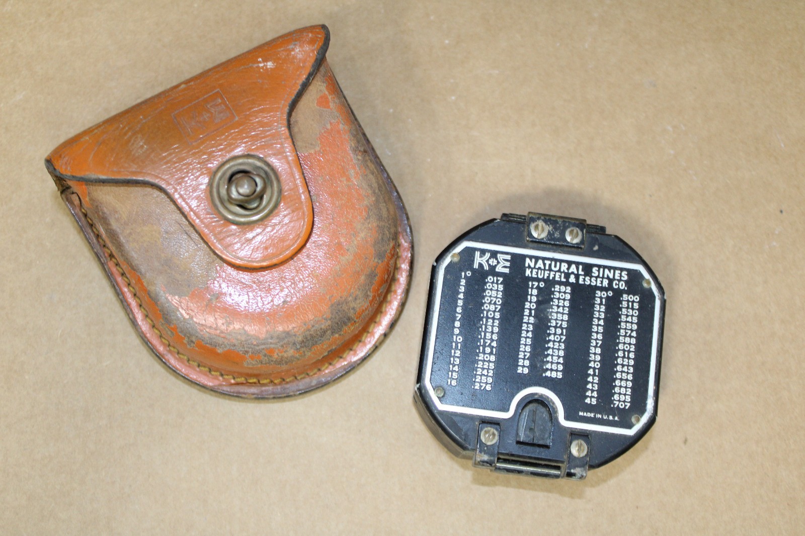 US Civil Engineer Corps Handheld Compass & Leather Case, Keuffel & Esser Co.