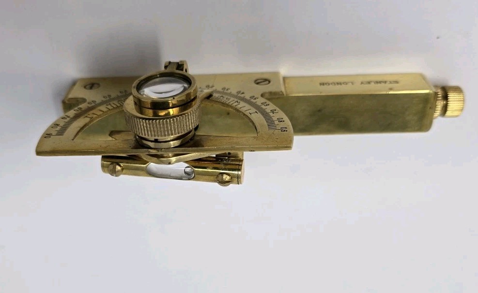 Vintage Stanley London Brass ABNEY LEVEL Clinometer & Survey Nav Instrument