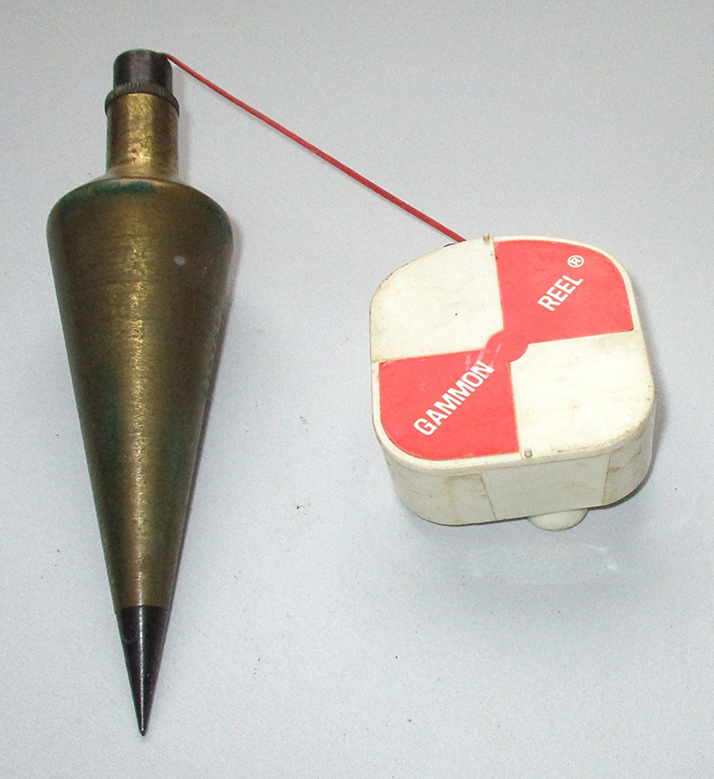 6”-16 oz Brass Plumb Bob w/80” Gammon Reel, Leather Holster Pouch & 2 Extra Tips