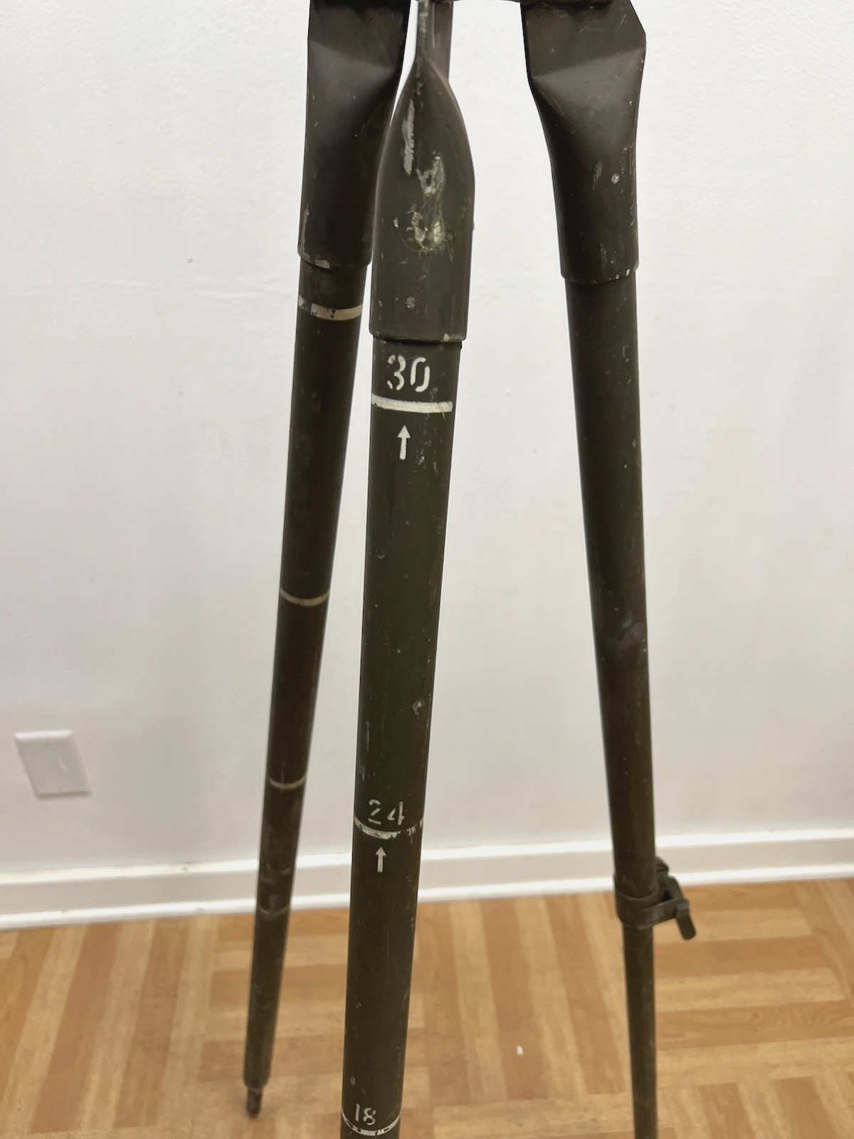 Vintage ALUMINUM TRIPOD metal military transit light stand survey industrial 4′