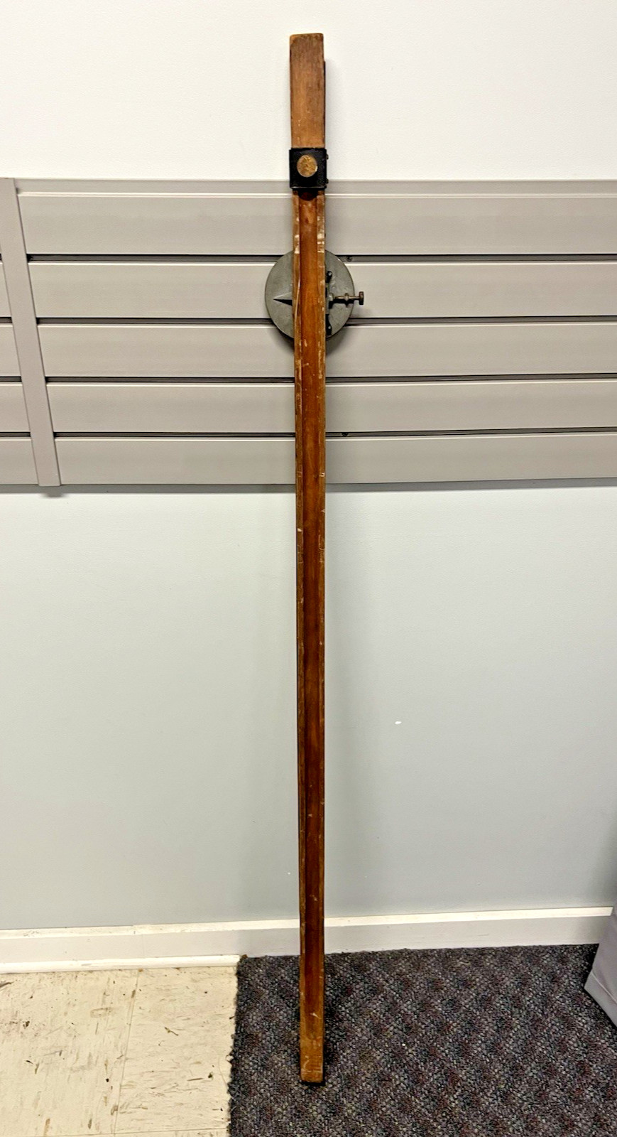 Vintage 9 Ft WOOD MEASURING STICK grade rod rule surveying story pole industrial