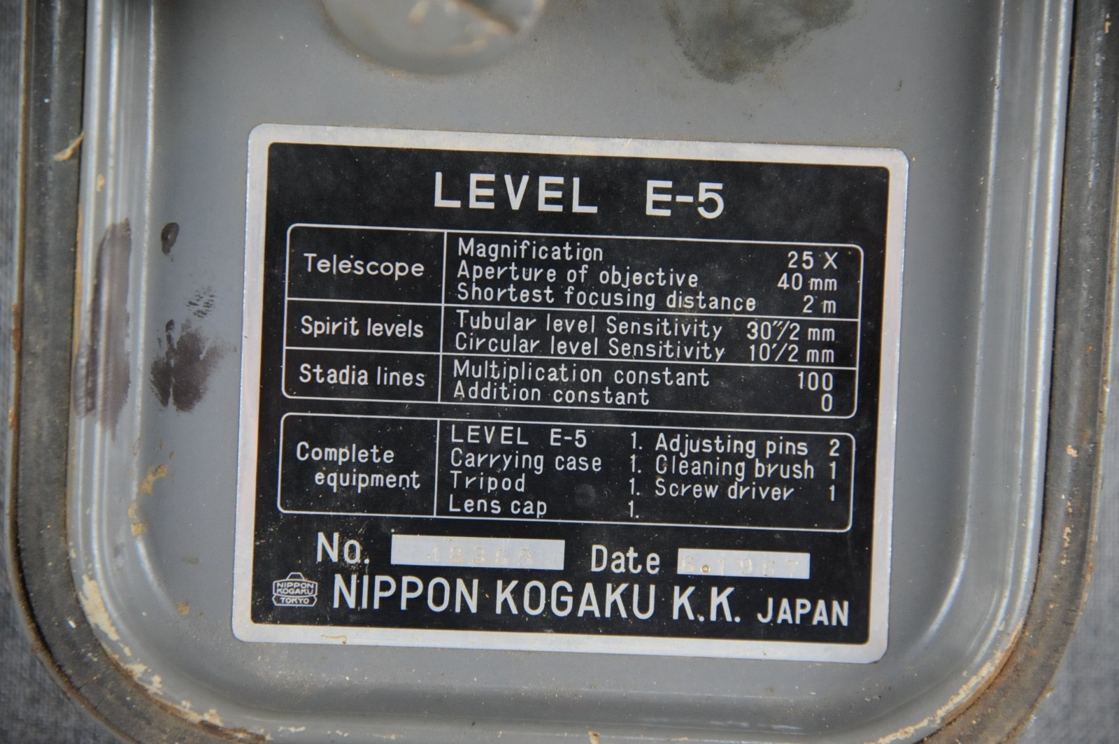 Vintage 1967 Nikon LEVEL E5 25x magnification Surveying equipment Made in Japan