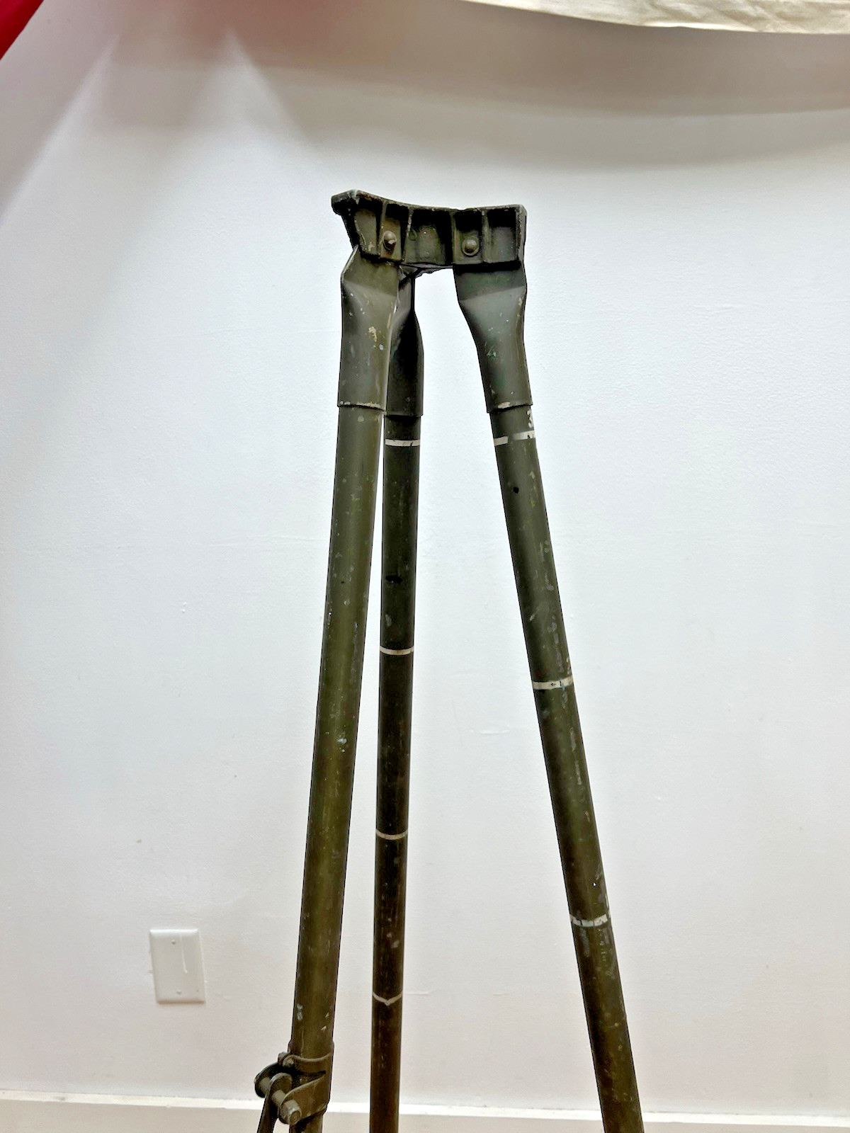 Vintage ALUMINUM TRIPOD metal military transit light stand survey industrial 4′