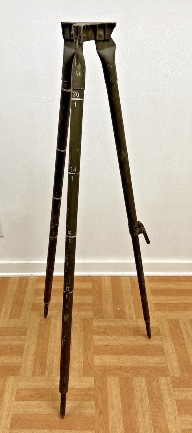Vintage ALUMINUM TRIPOD metal military transit light stand survey industrial 4′