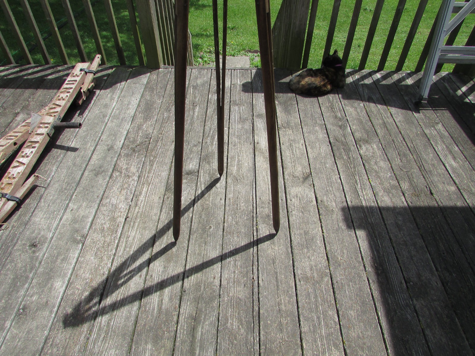 Antique 1920s-40s SURVEYORS 3 Leg TRIPOD & Metal MOUNTING Plate ASH Hardwood 60”