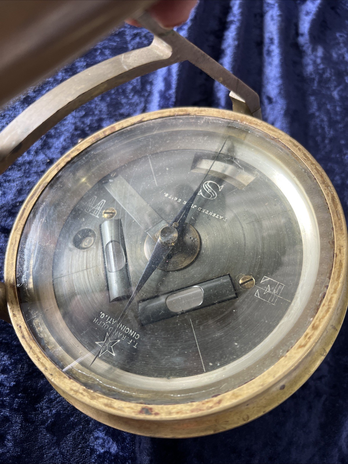 T.F. Randolph Antique Vintage Compass Survey Brass Alidade Transit Telescope