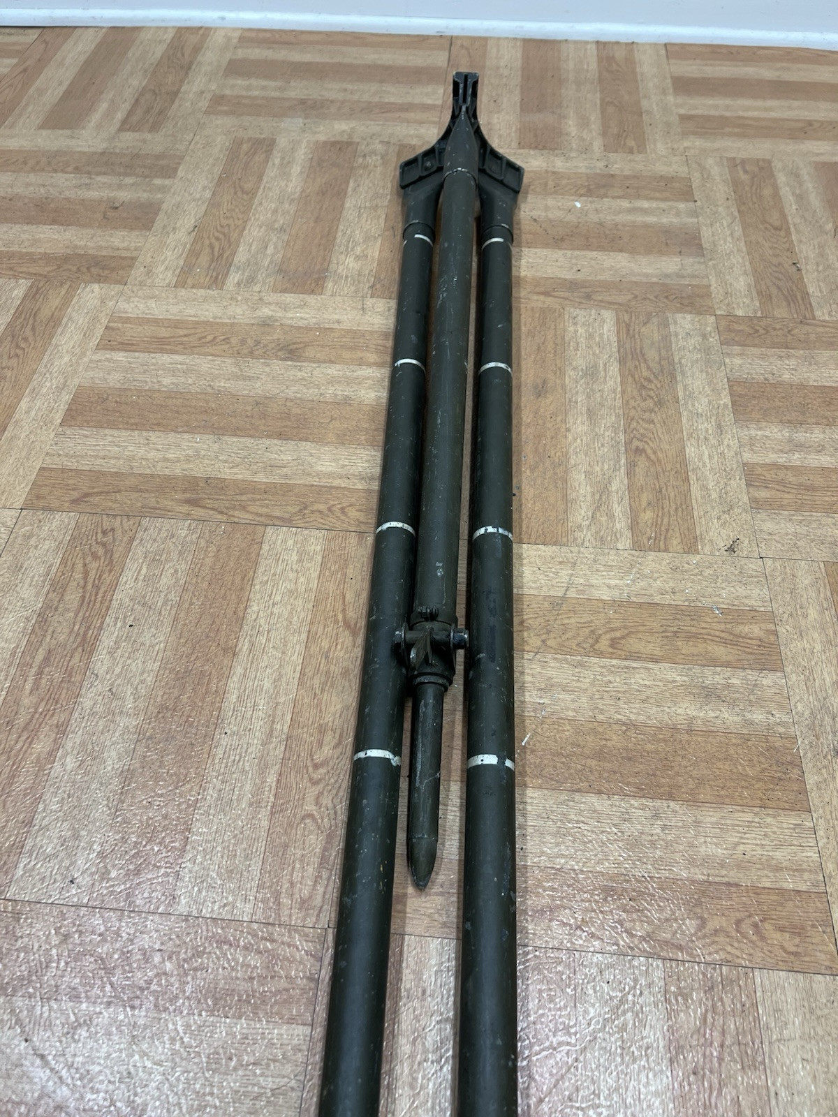 Vintage ALUMINUM TRIPOD metal military transit light stand survey industrial 4′