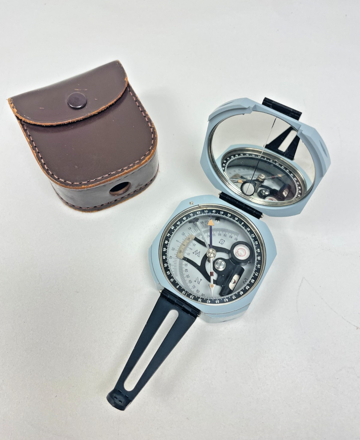 Vintage Pocket Transit Surveyor Compass With Case – Made in Japan