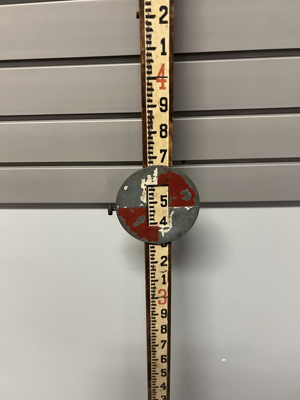 Vintage 9 Ft WOOD MEASURING STICK grade rod rule surveying story pole industrial