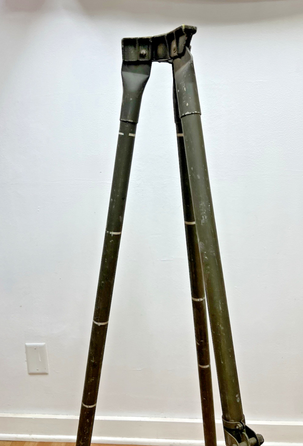 Vintage ALUMINUM TRIPOD metal military transit light stand survey industrial 4′