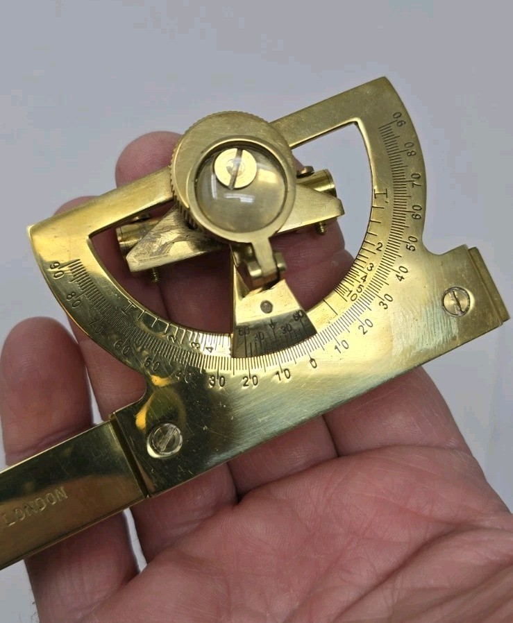 Vintage Stanley London Brass ABNEY LEVEL Clinometer & Survey Nav Instrument