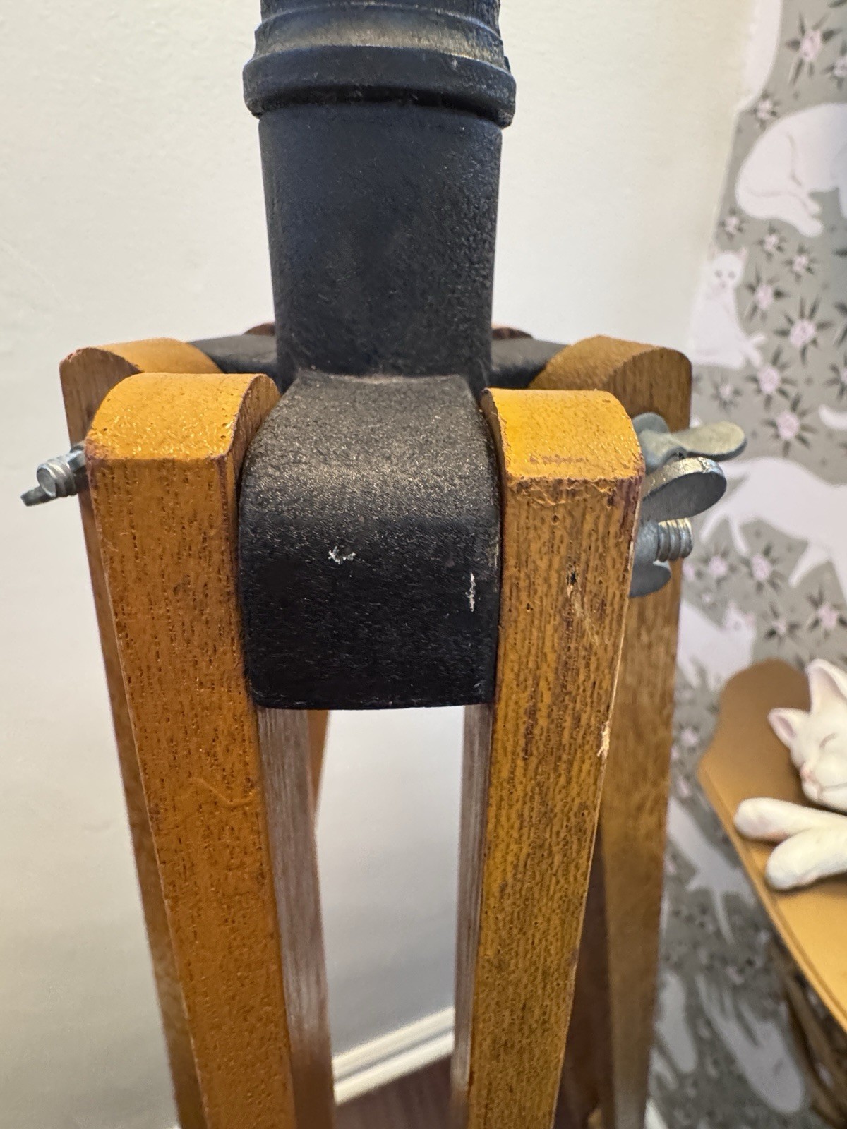 Antique Surveyor’s Instrument Tripod Beech Wood Cast Iron T8 Industrial Decor