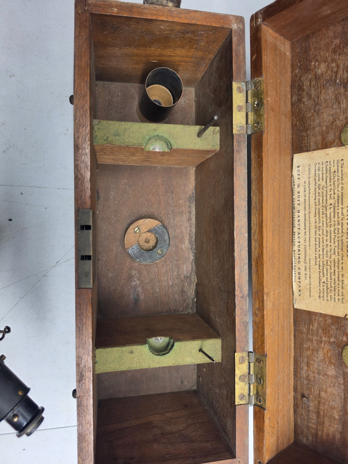 Antique BUFF & BUFF Brass Transit. Wood Box Survey Tool Surveyor