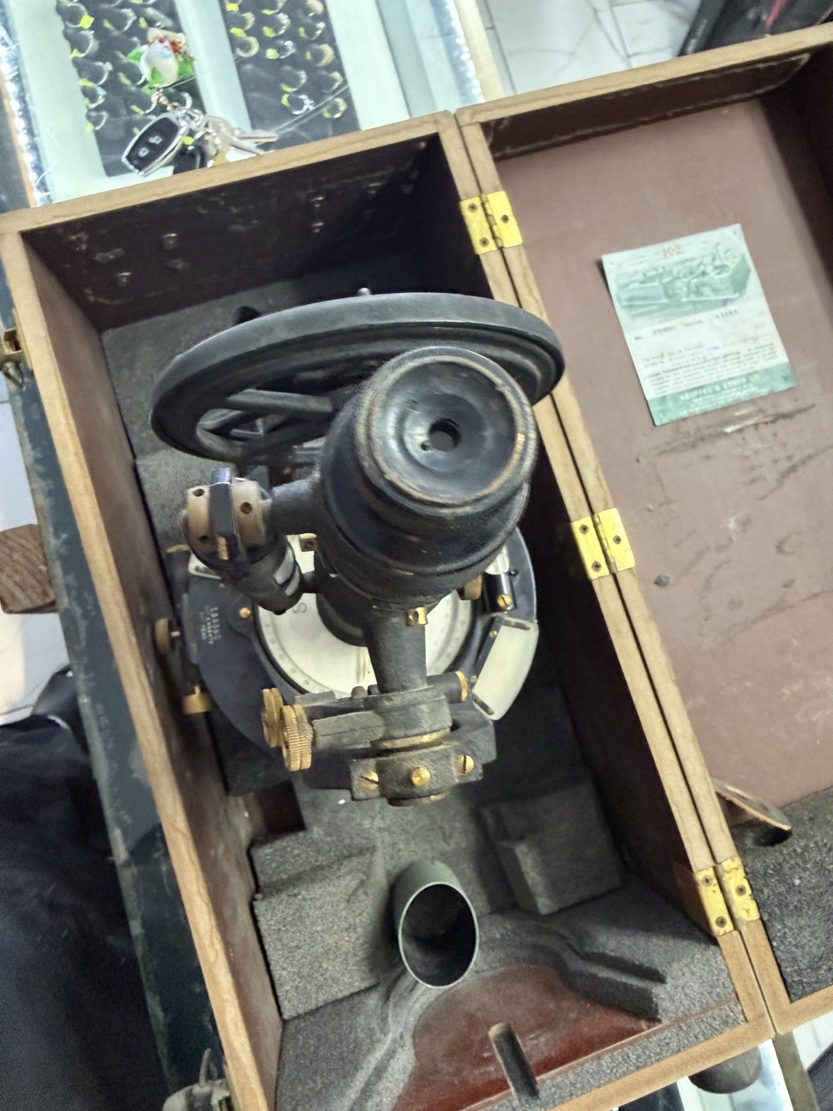Keuffel & Esser Surveyor’s Transit Scope & Compass P5085C with Wooden Case
