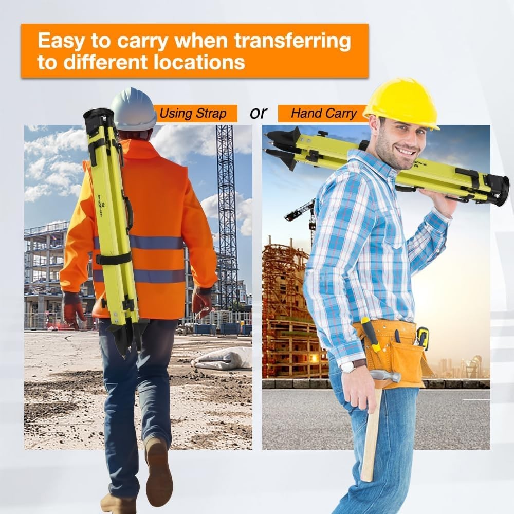Lightweight 72” Fiberglass Surveying Tripod – Portable with Strong Stability