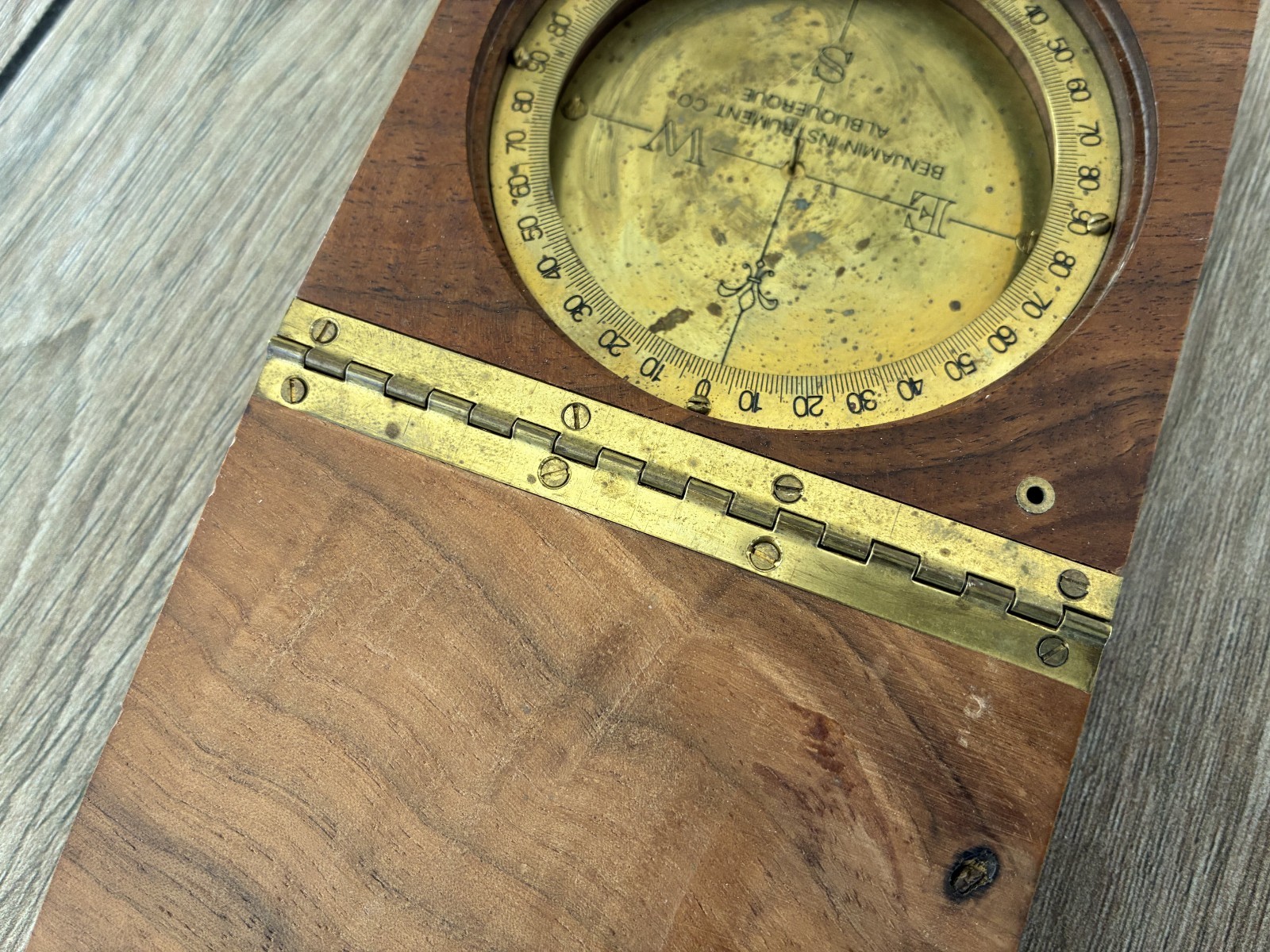 Vintage Surveyor Compass in Walnut Case w/ Piano Hinge – New Mexico +FAST SHIP!