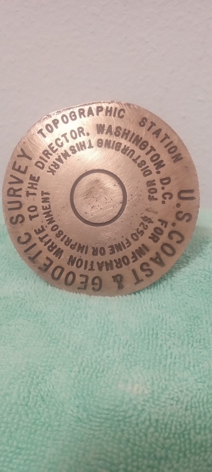 Vintage U S Coast & Geodetic Survey Topographic Station Survey Marker