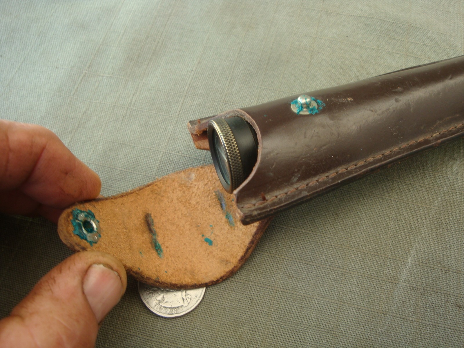 Vintage Hand Held Surveyor’s Sighting Level With Leather Belt Case