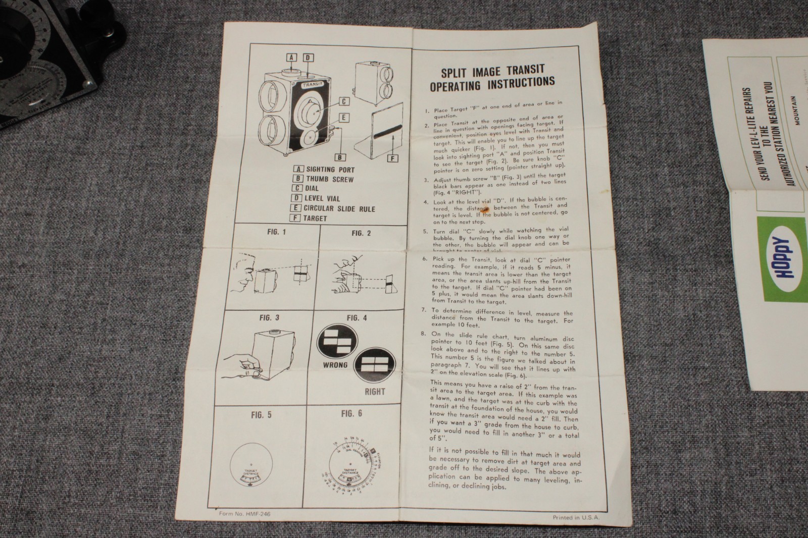 Vintage HOPKINS USA Split Image Transit G2 “Hoppy” w/ Case, Target, Instructions