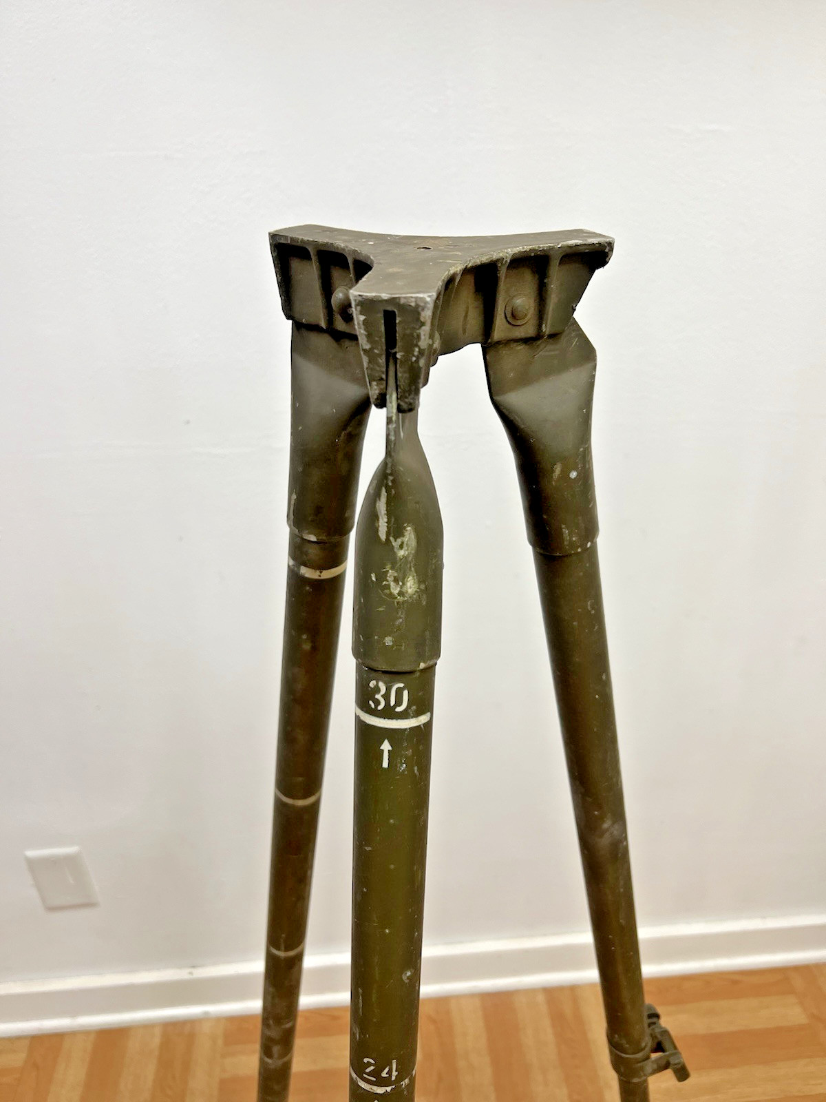 Vintage ALUMINUM TRIPOD metal military transit light stand survey industrial 4′