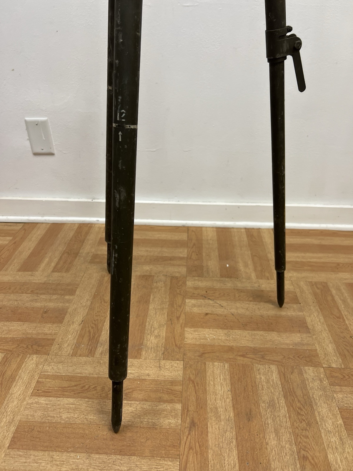 Vintage ALUMINUM TRIPOD metal military transit light stand survey industrial 4′