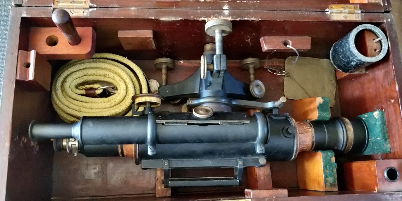 1900s Fauth & Co. Dumpy Level in wood case Surveying Equipment