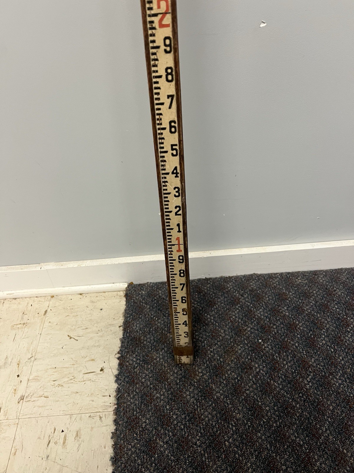Vintage 9 Ft WOOD MEASURING STICK grade rod rule surveying story pole industrial