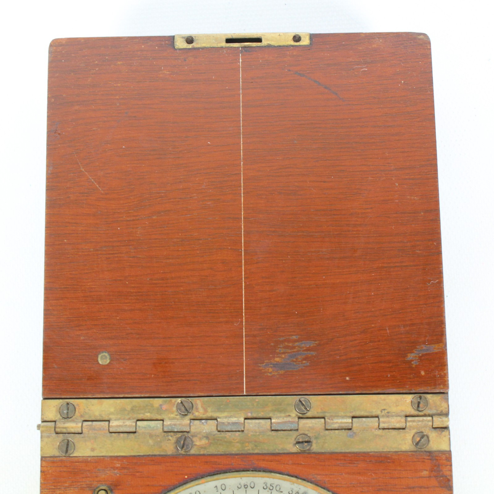 VINTAGE KEUFFEL & ESSER CO COMPASS IN HARDWOOD CASE W/CLASP, 3″ DIA, 3.75″x3.75″