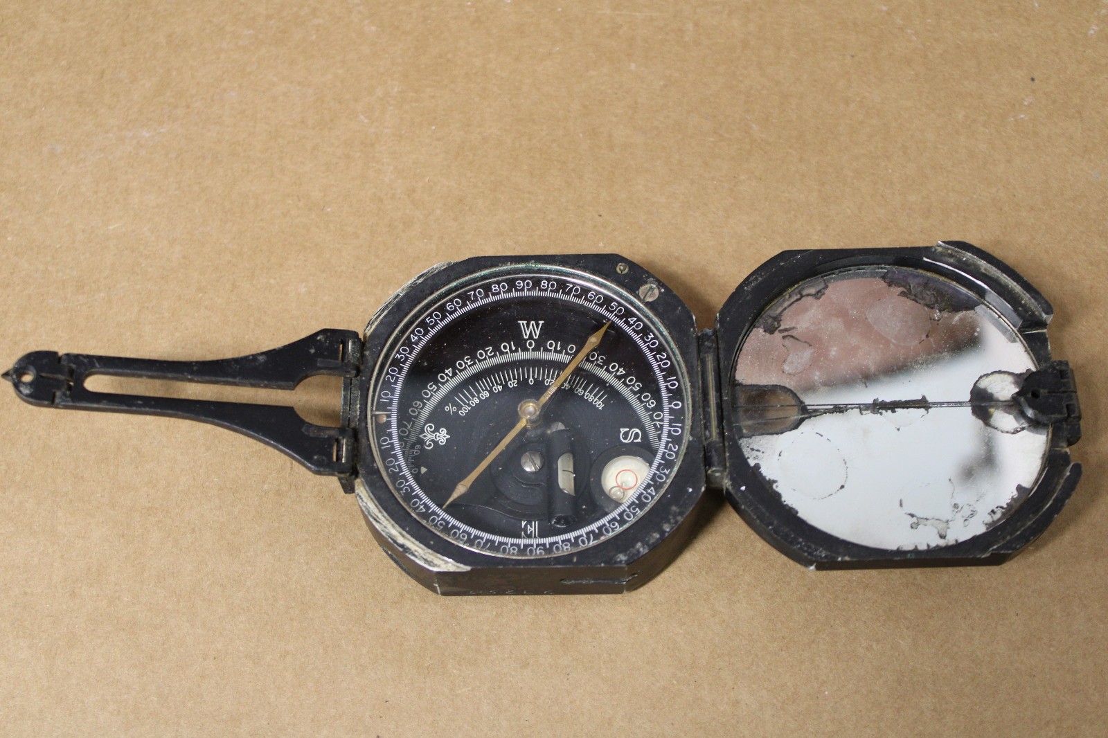 US Civil Engineer Corps Handheld Compass & Leather Case, Keuffel & Esser Co.