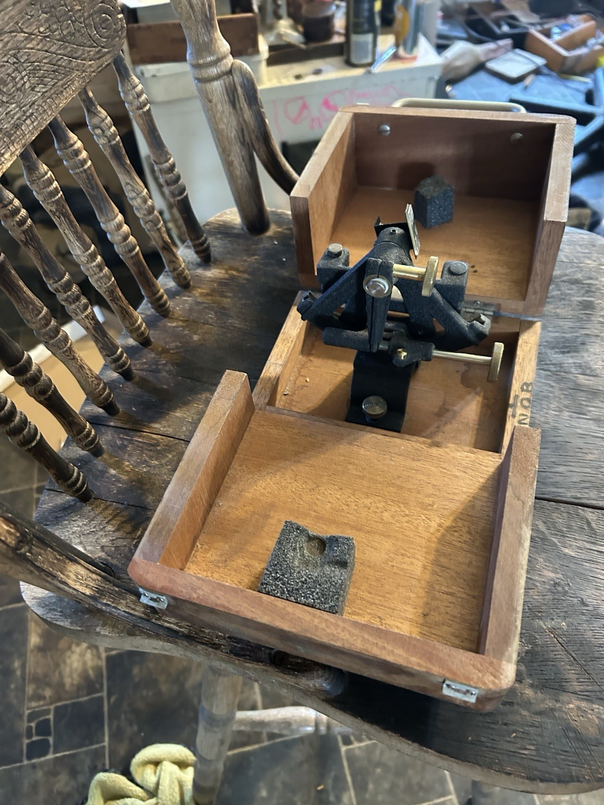 Vintage Surveying Instrument Brass Fittings Wooden Case