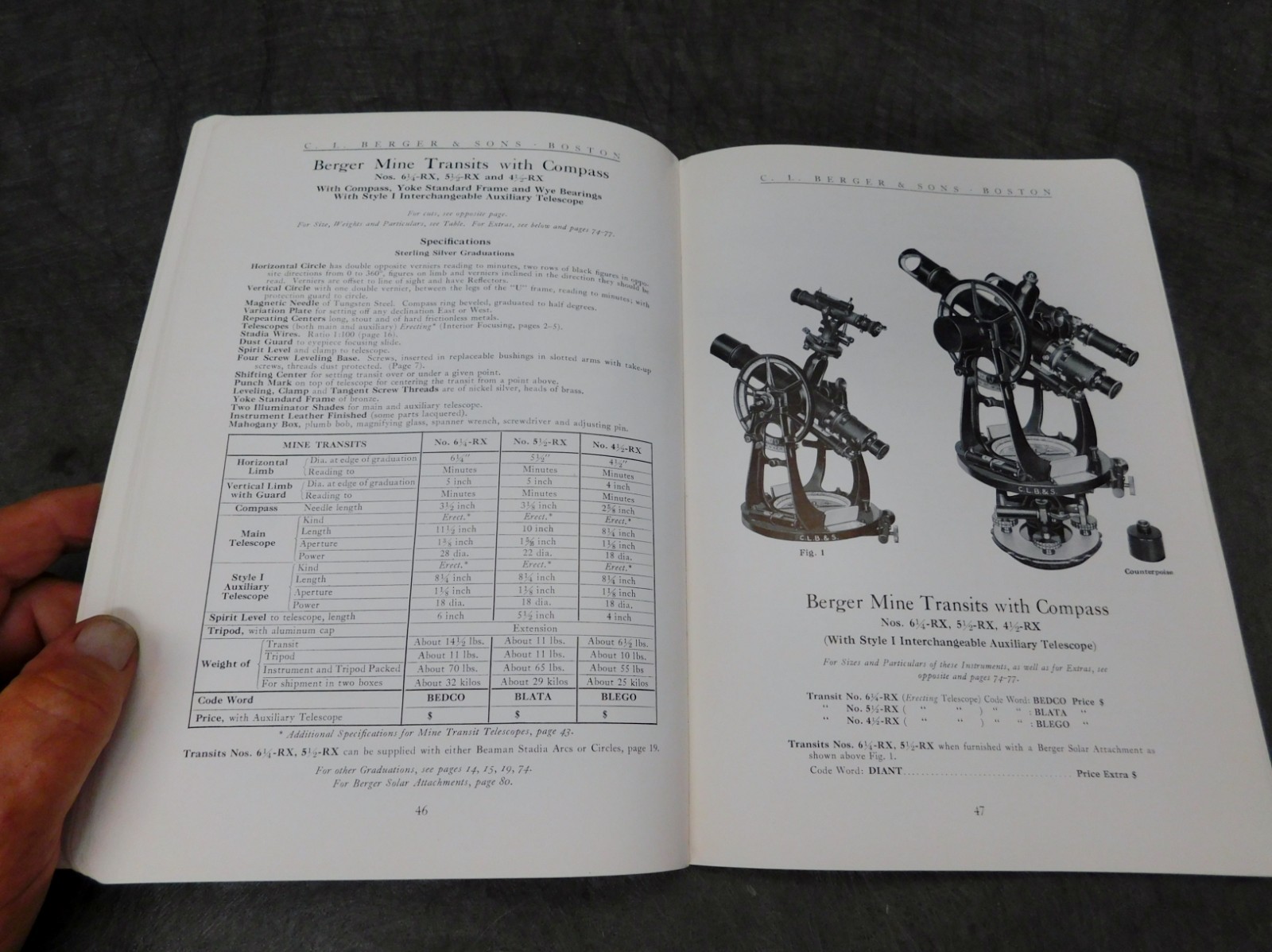 C.L. Berger & Sons 1947 F Edition Surveying Instrument Catalog