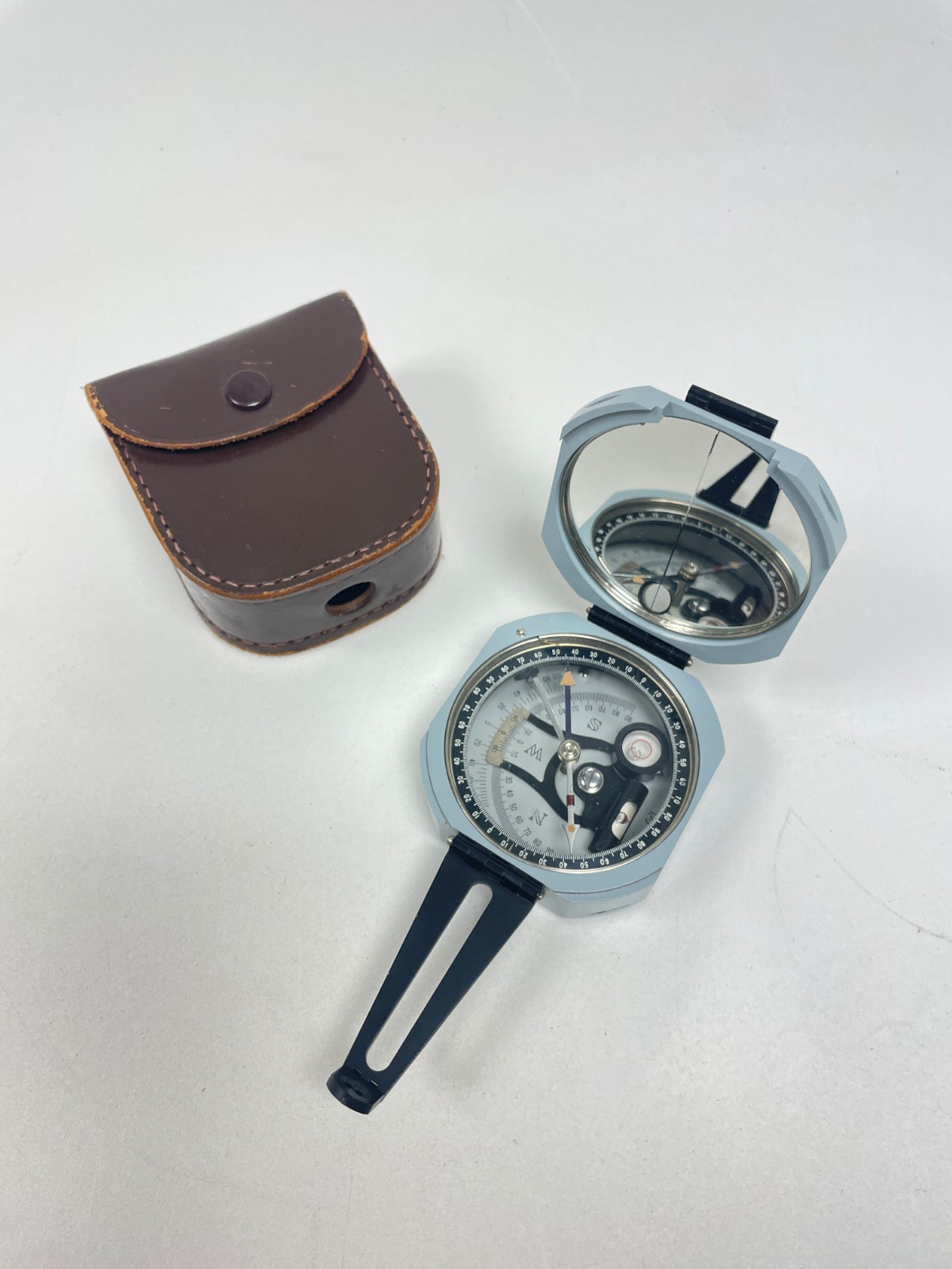 Vintage Pocket Transit Surveyor Compass With Case – Made in Japan
