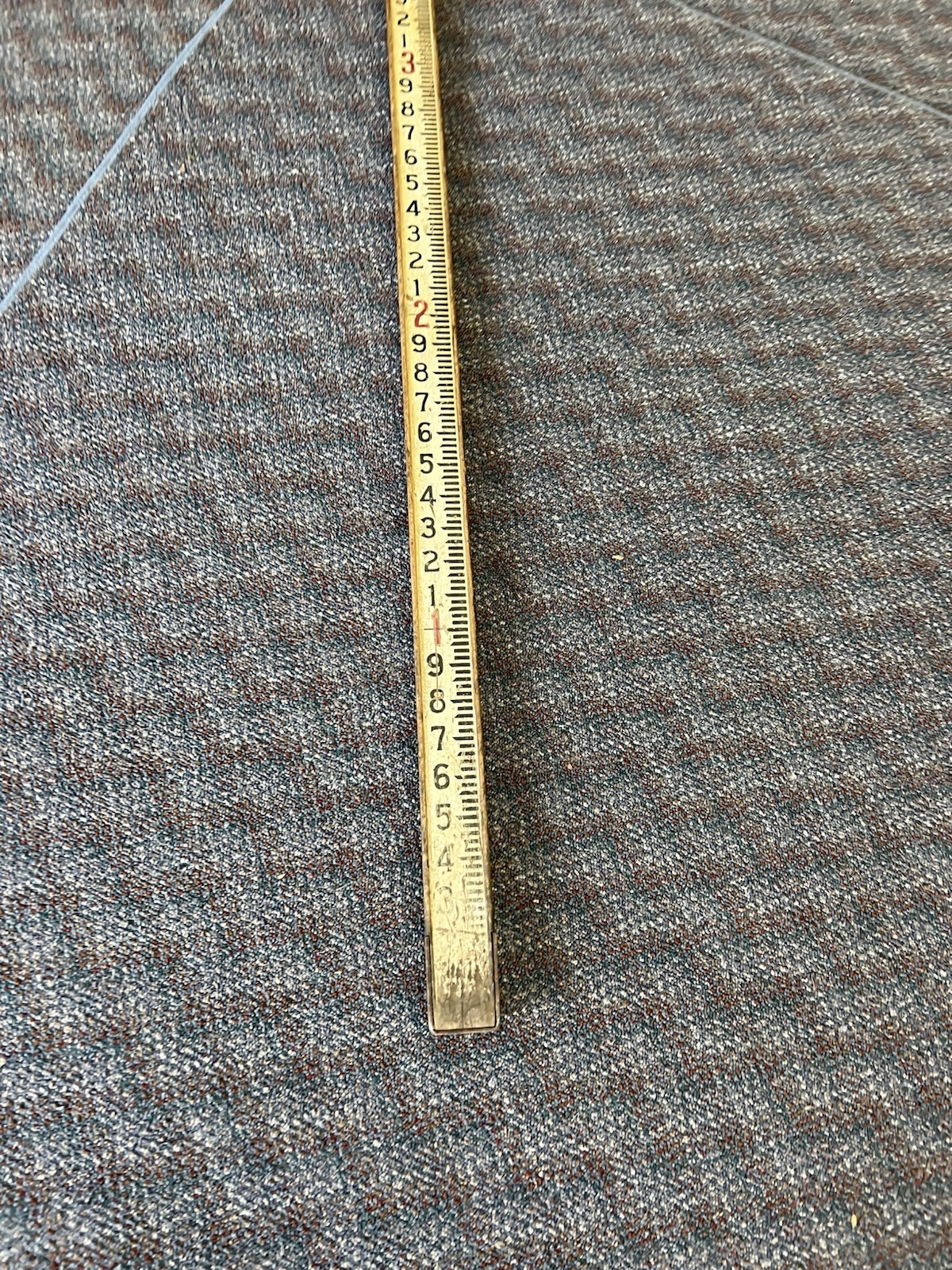 Vintage 12 Ft WOOD MEASURING STICK surveying rod rule wooden story pole brass
