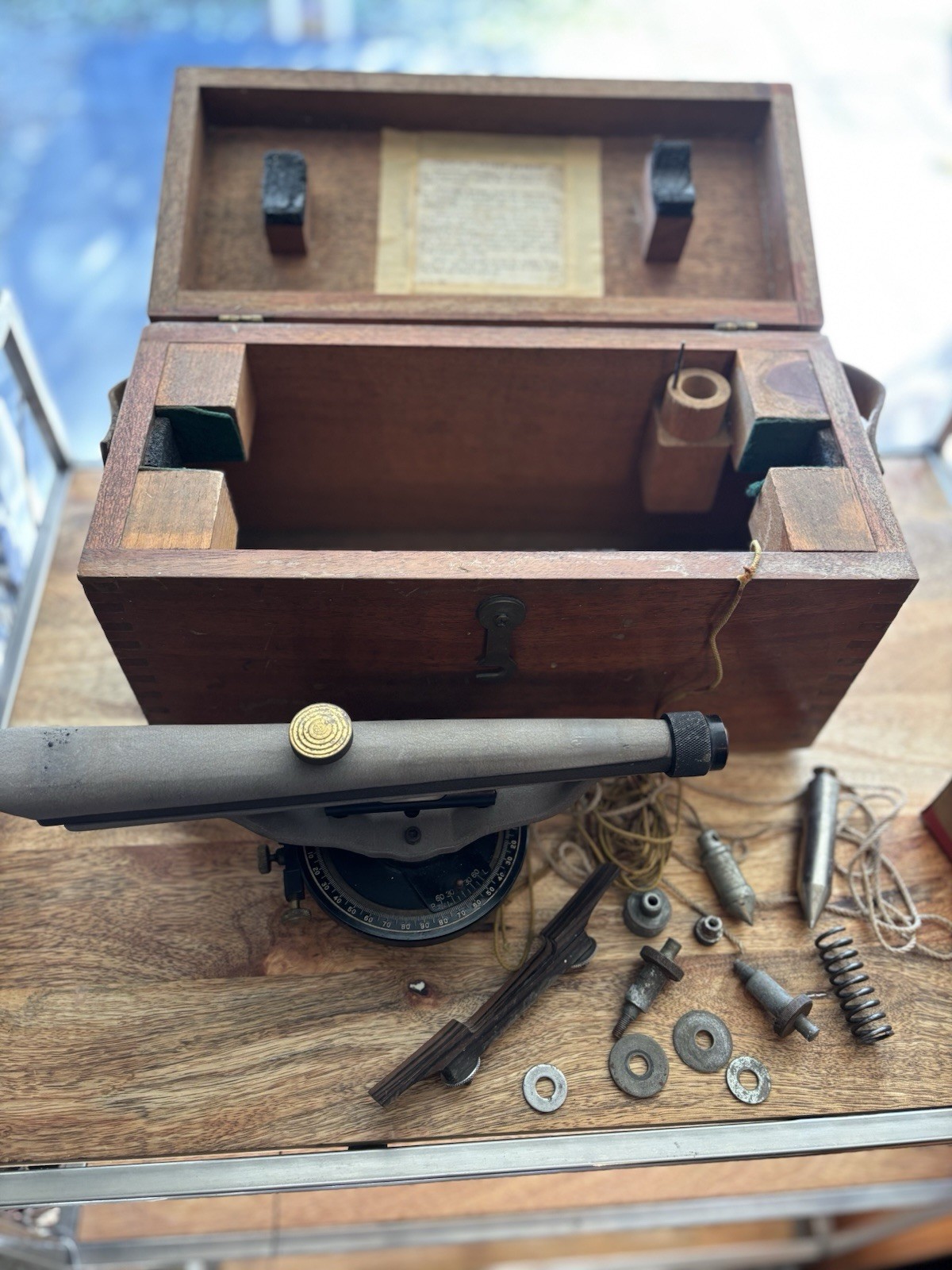 Vintage Survey Equipment Berger 190A Transit Level w/Dovetail Wooden Box r2s3