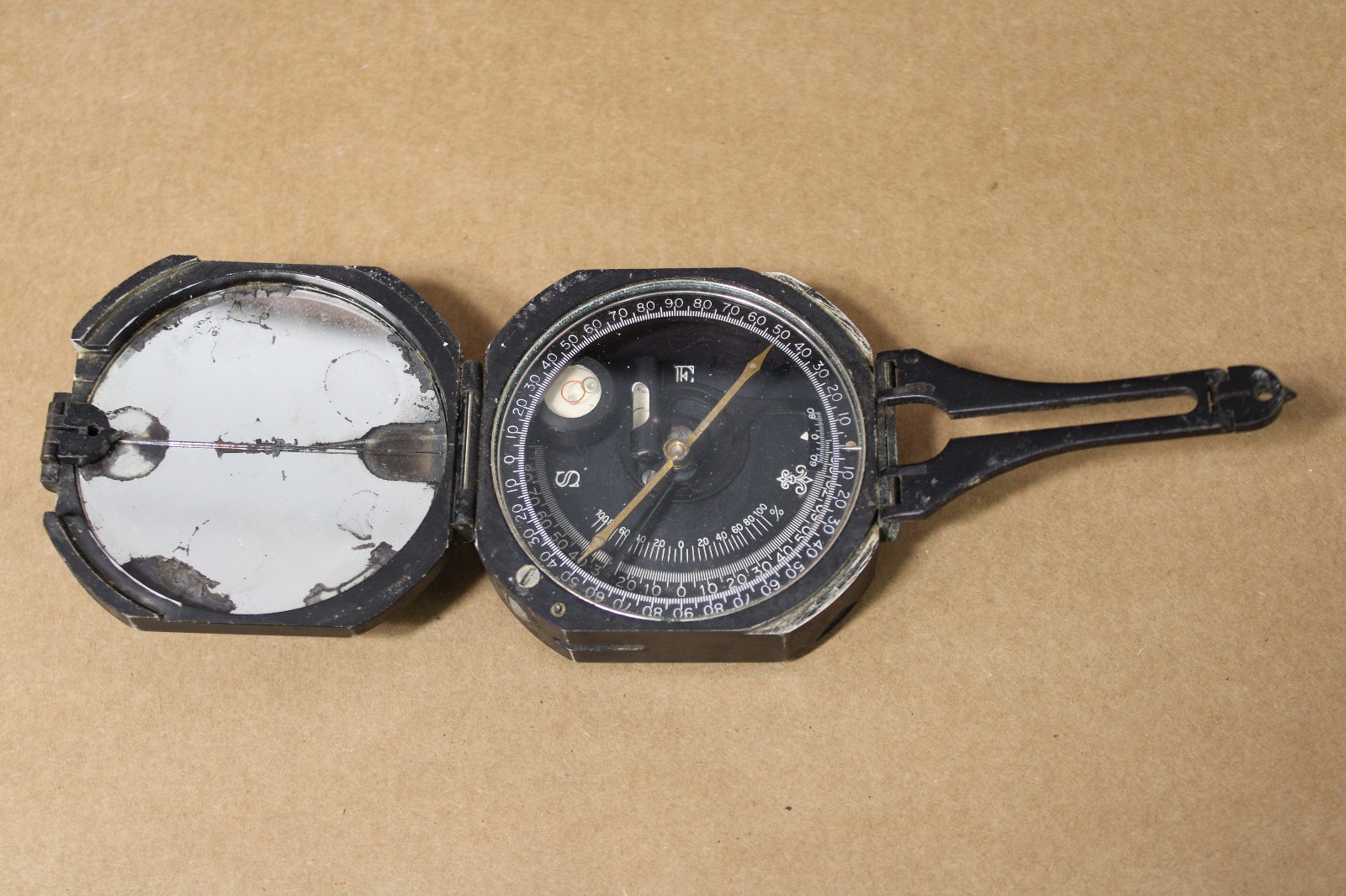 US Civil Engineer Corps Handheld Compass & Leather Case, Keuffel & Esser Co.