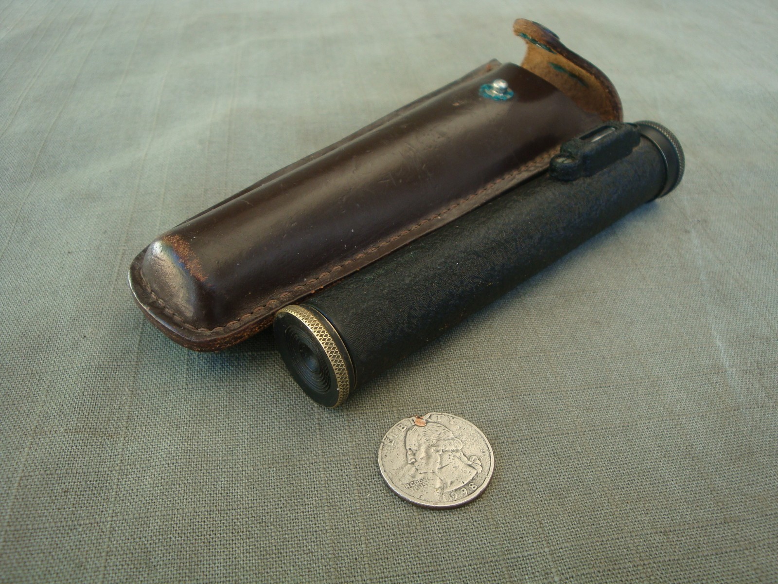 Vintage Hand Held Surveyor’s Sighting Level With Leather Belt Case