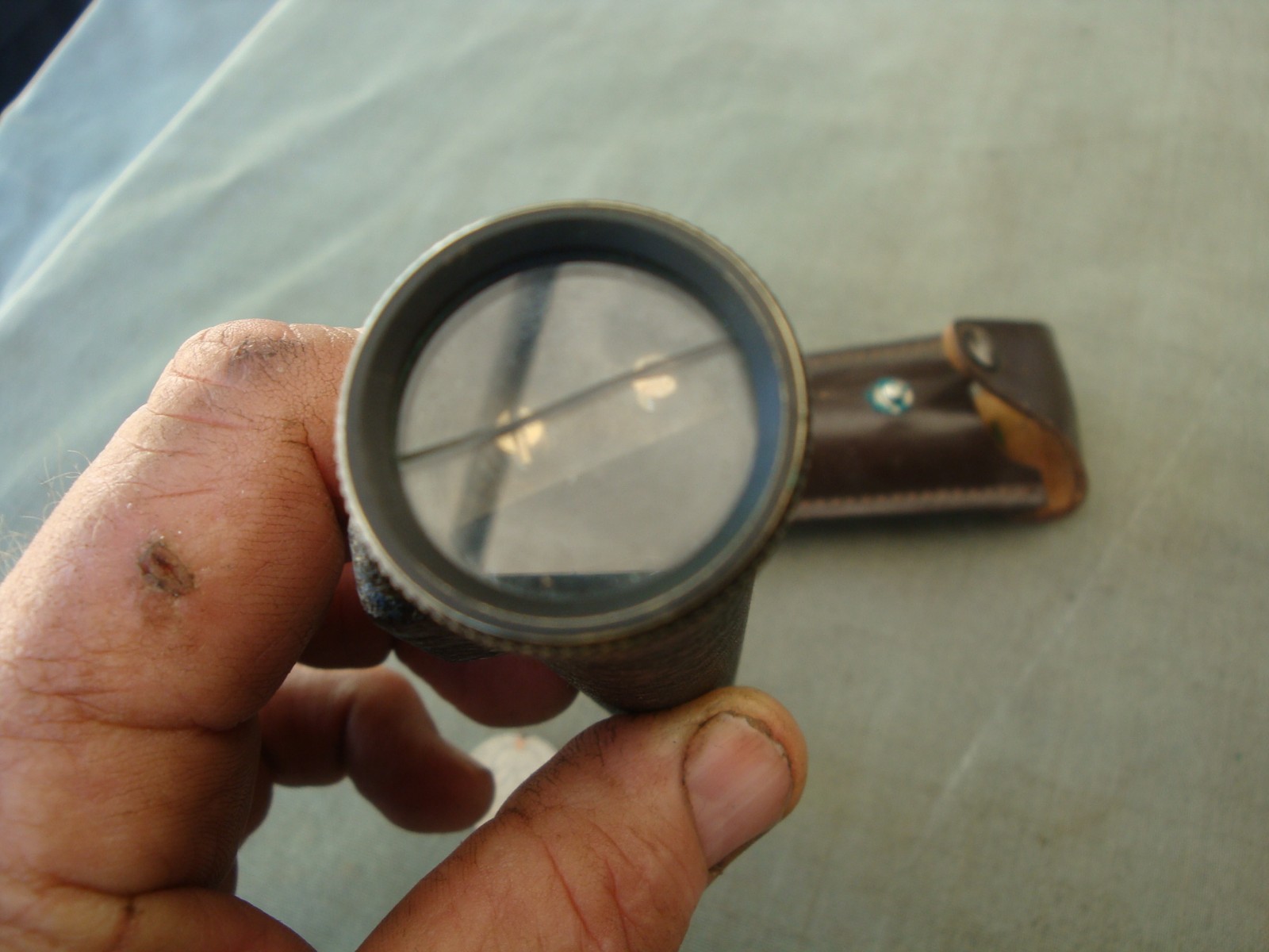 Vintage Hand Held Surveyor’s Sighting Level With Leather Belt Case