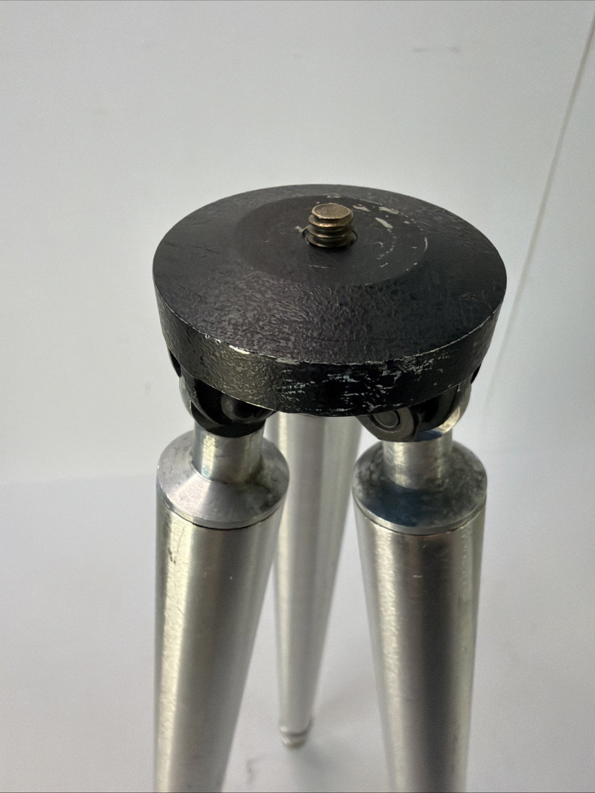 Vintage Non-Magnetic Aluminum Surveyor Compass Tripod Brass Mount Spiked Feet