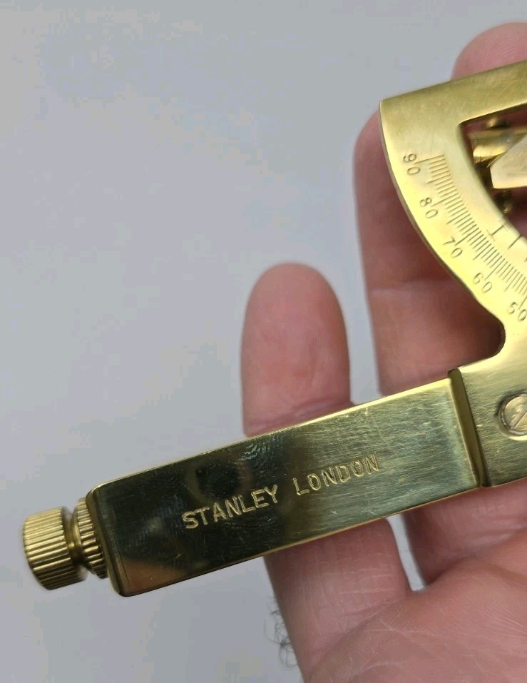 Vintage Stanley London Brass ABNEY LEVEL Clinometer & Survey Nav Instrument