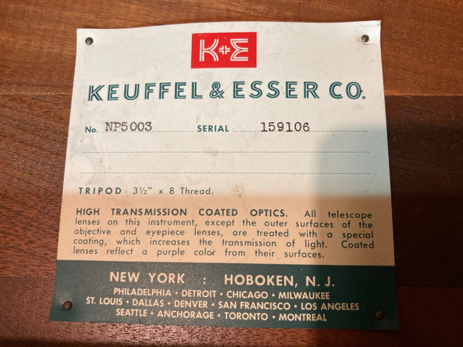 REDUCED! Vintage NP5003 Keuffel & Esser K&E Level Transit, Original Wood Case