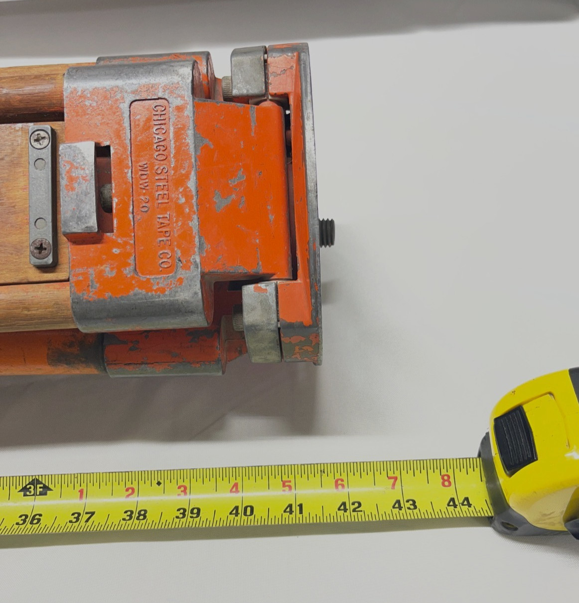 Vintage Chicago Steel Tape Co. Wooden Surveyor’s Tripod – Heavy Duty Mdl. WDW-20