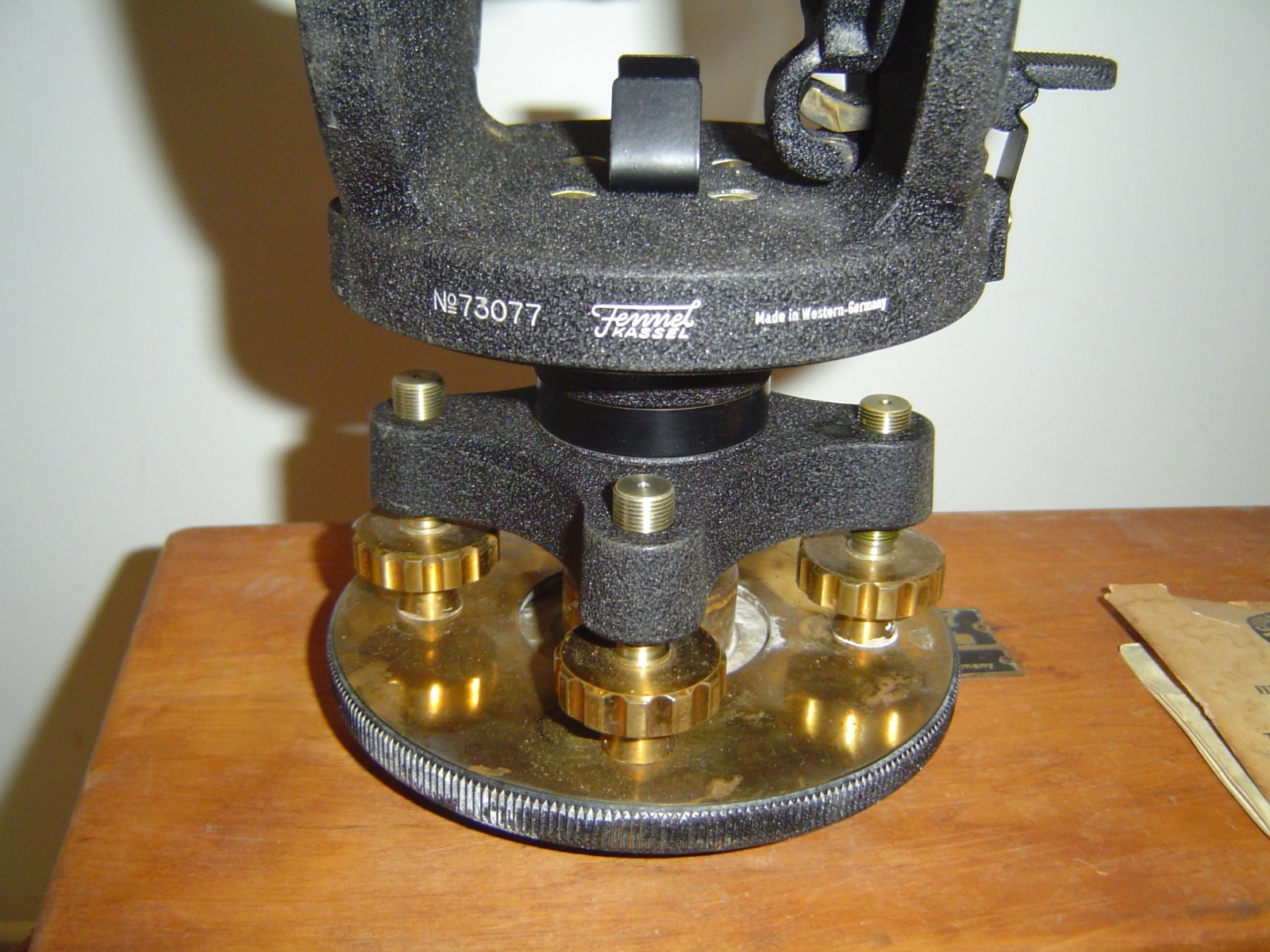 FENNEL- KASSEL Surveyor Level Transit No. 73077 W. Germany BRASS ACCENTS