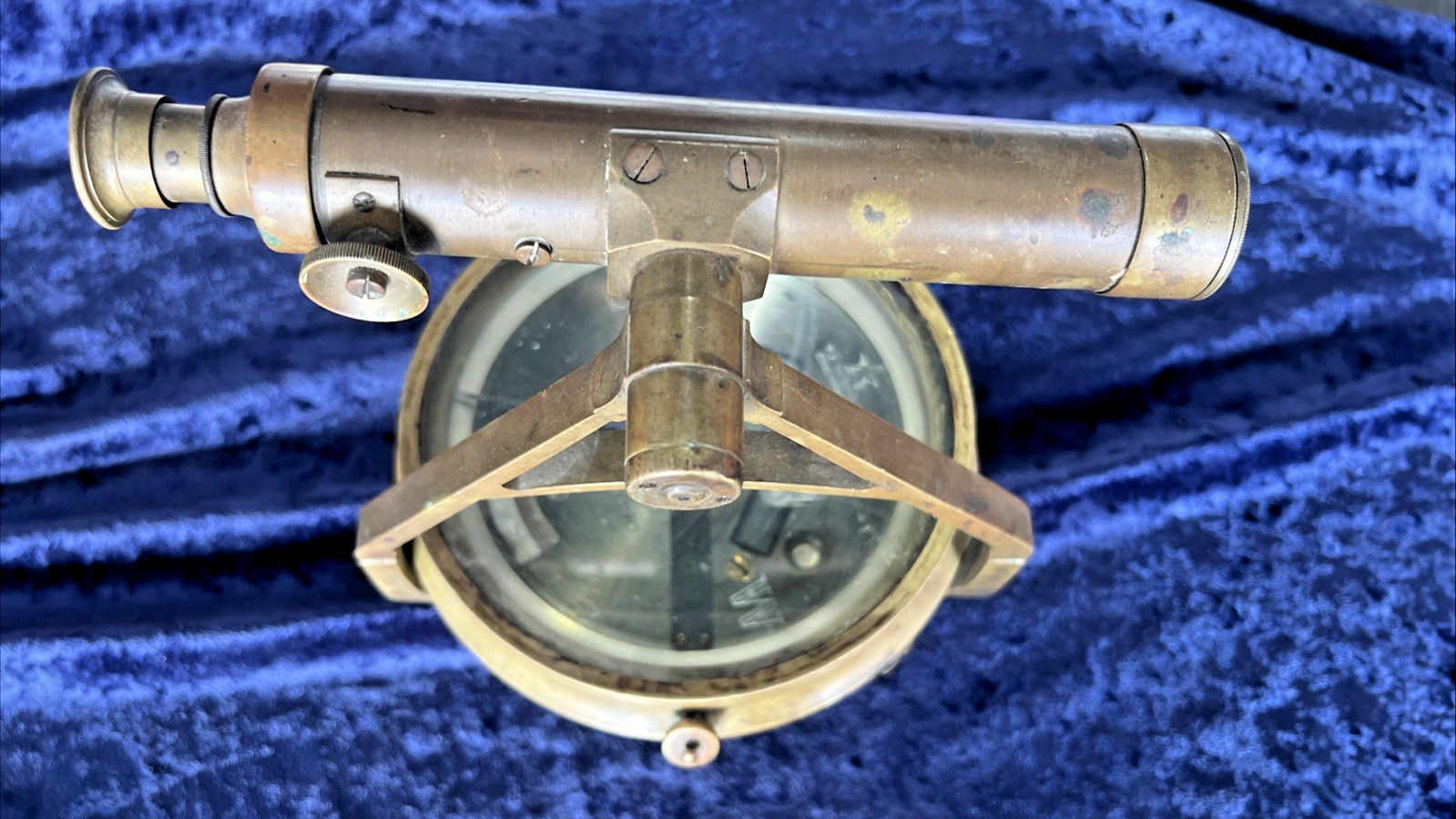T.F. Randolph Antique Vintage Compass Survey Brass Alidade Transit Telescope