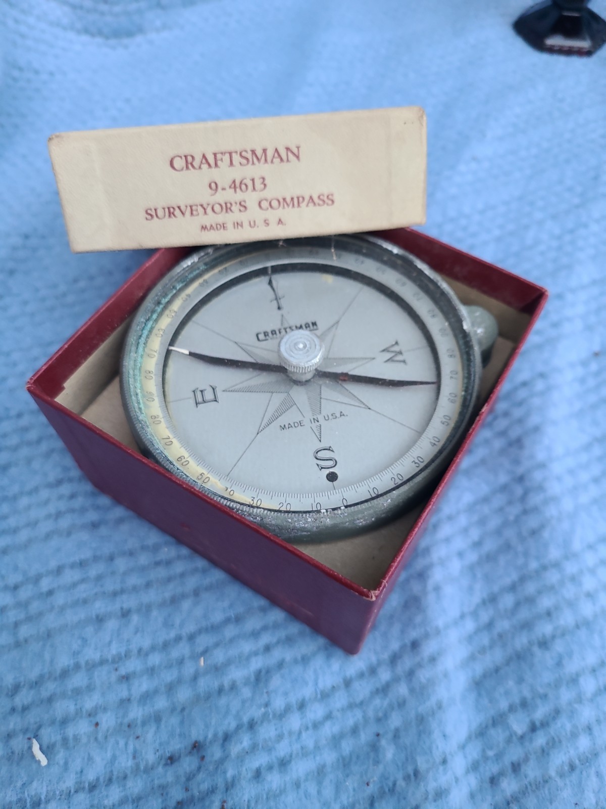 Vintage Craftsman transit surveyors compass with original box.
